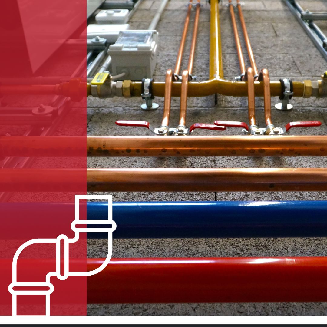 network of copper and insulated pipes