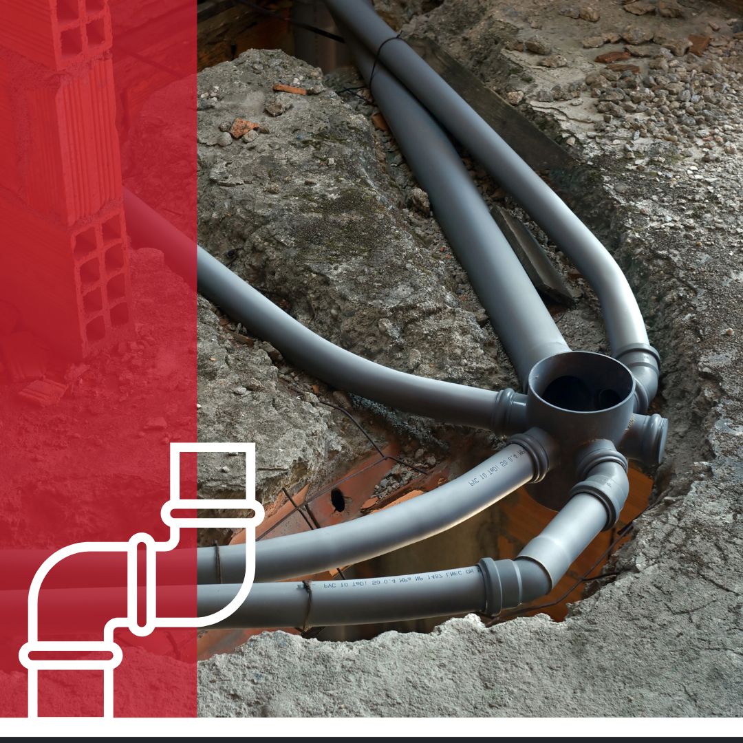sewer pipe system in ground