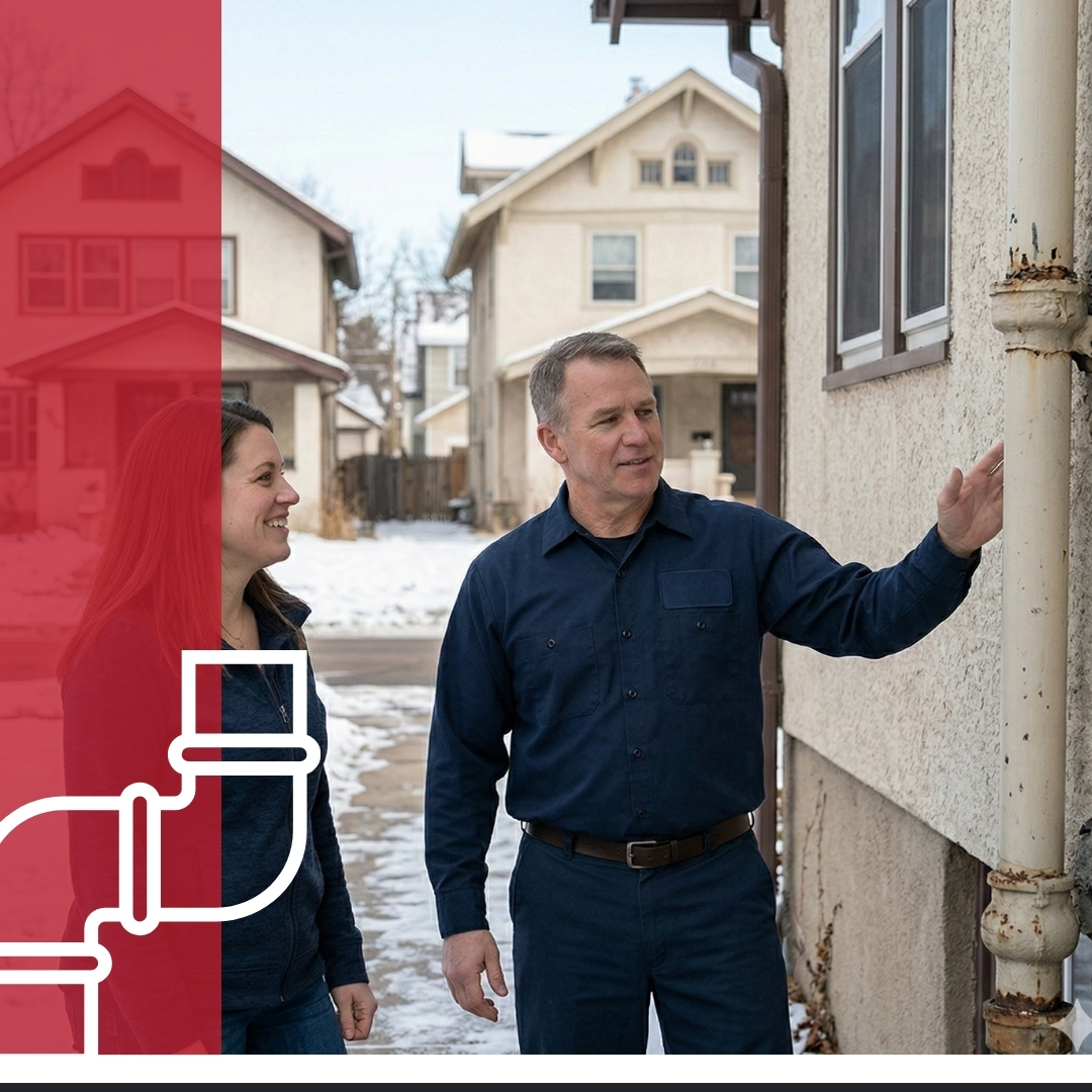 plumber showing owner issue with piping